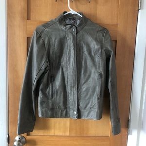 Grey Faux Leather Jacket - Medium